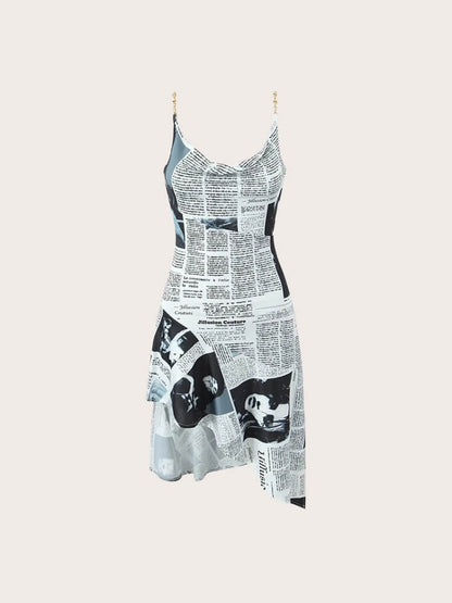 Y2K Newspaper Midi Dress