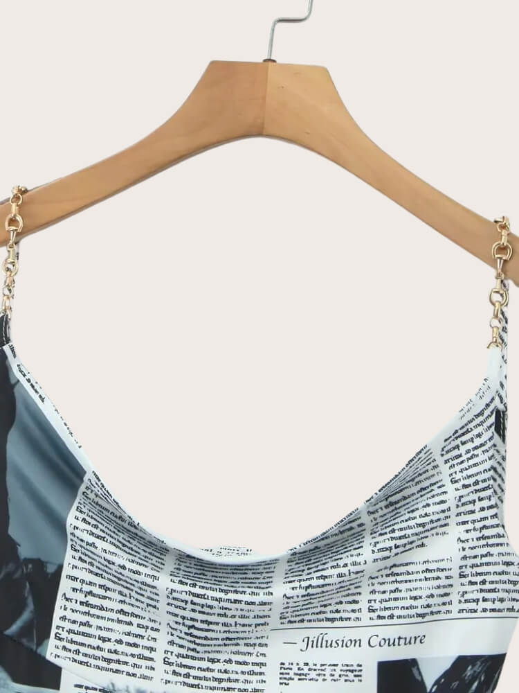 Y2K Newspaper Midi Dress