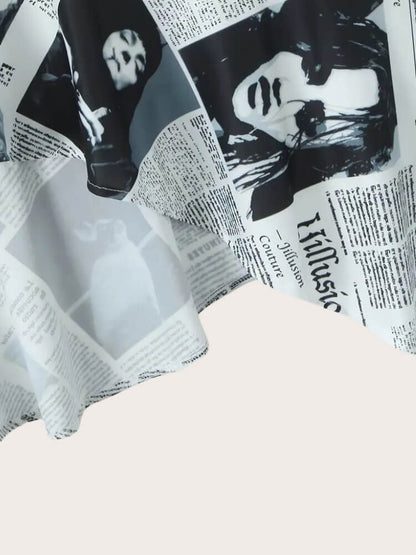 Y2K Newspaper Midi Dress