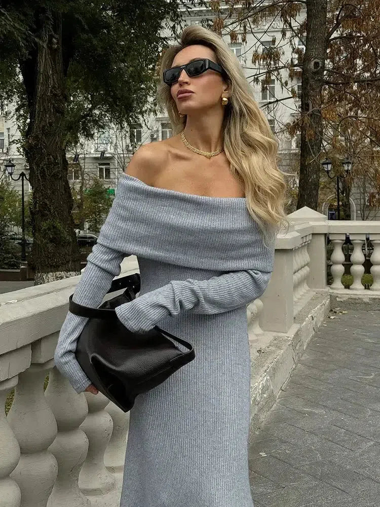 Y2K Off- Shoulder Maxi Dress