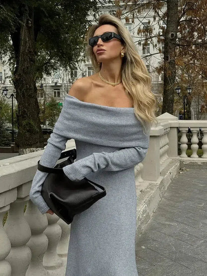 Y2K Off- Shoulder Maxi Dress
