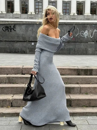 Y2K Off- Shoulder Maxi Dress