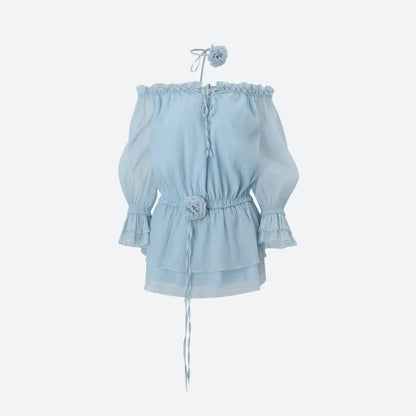 Y2K Off Shoulder Ruffled Mini Dress
