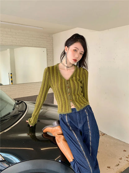 Y2K Olive Cardigan