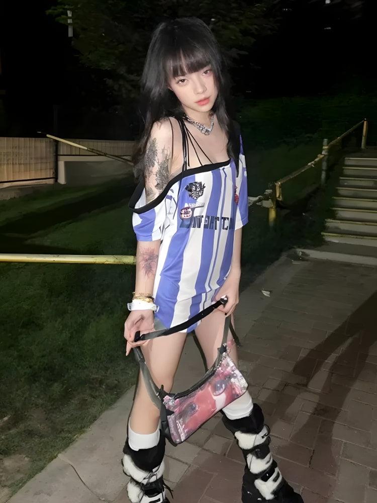 Y2K One Shoulder Jersey Top