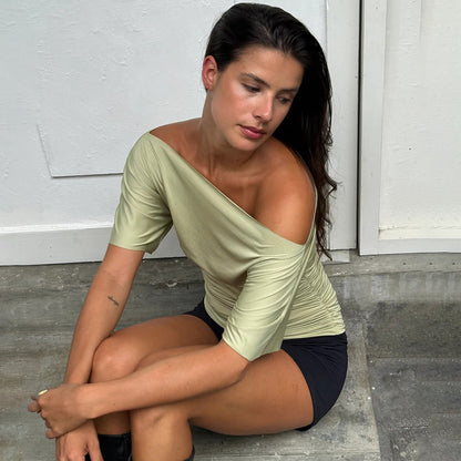 Y2K One Shoulder Ruched Top