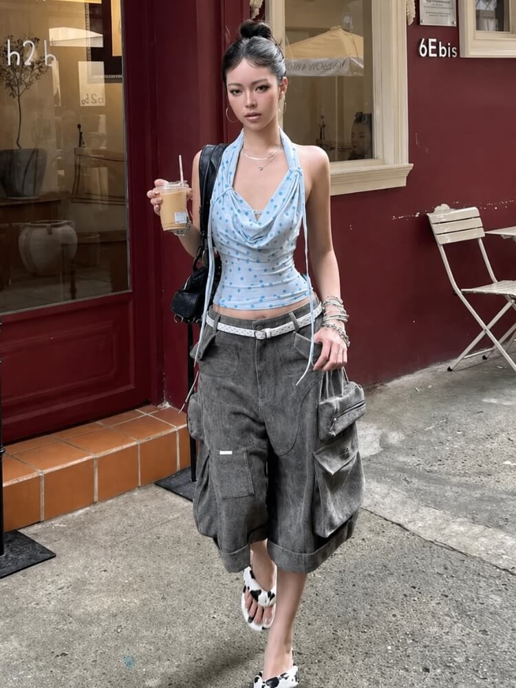 Y2K Open Back Halter Top