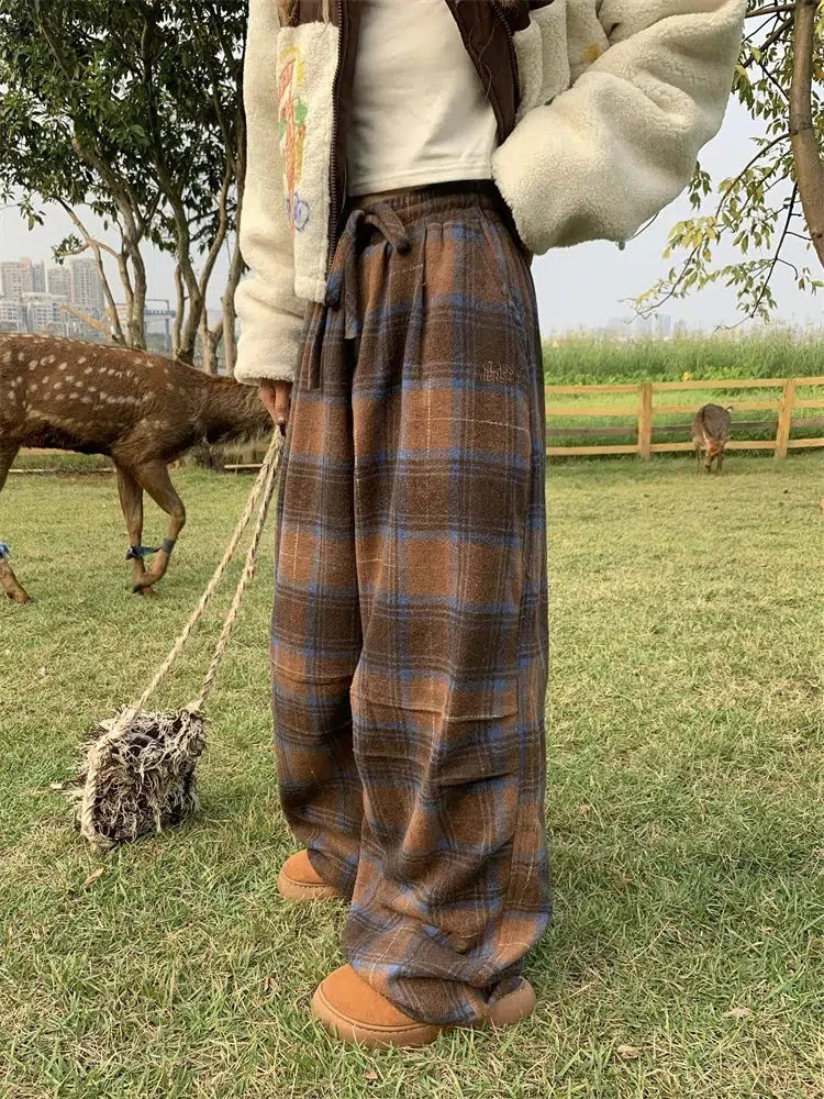 Y2K Oversized Plaid Sweatpants