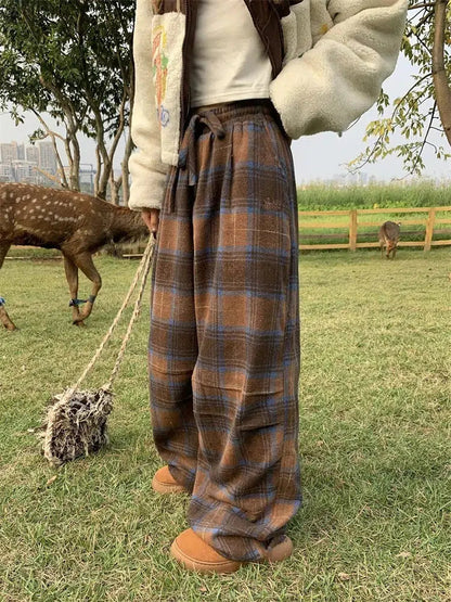 Y2K Oversized Plaid Sweatpants