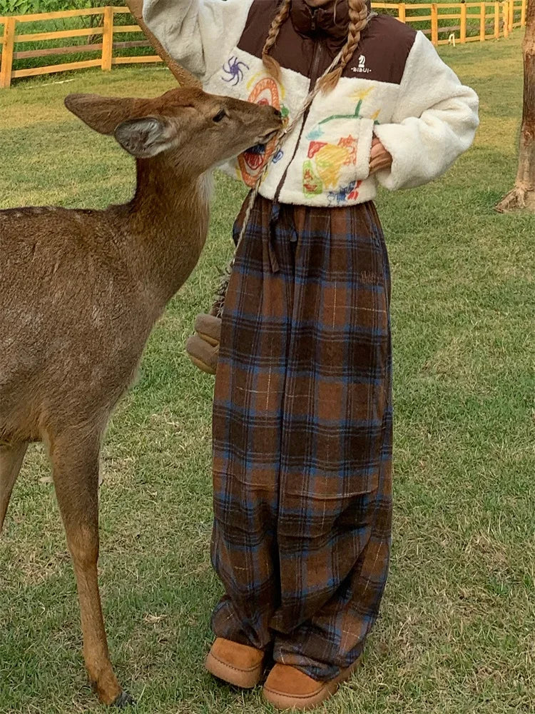 Y2K Oversized Plaid Sweatpants