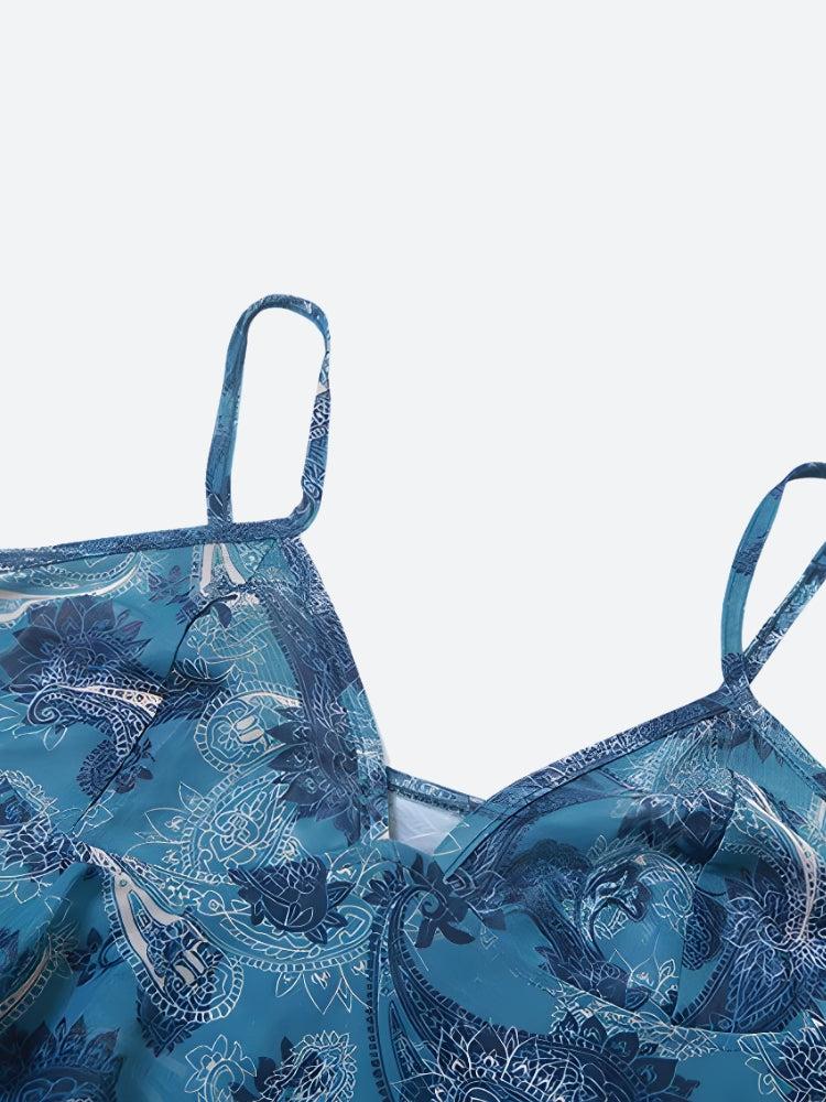 Y2K Paisley Mesh Crop Top
