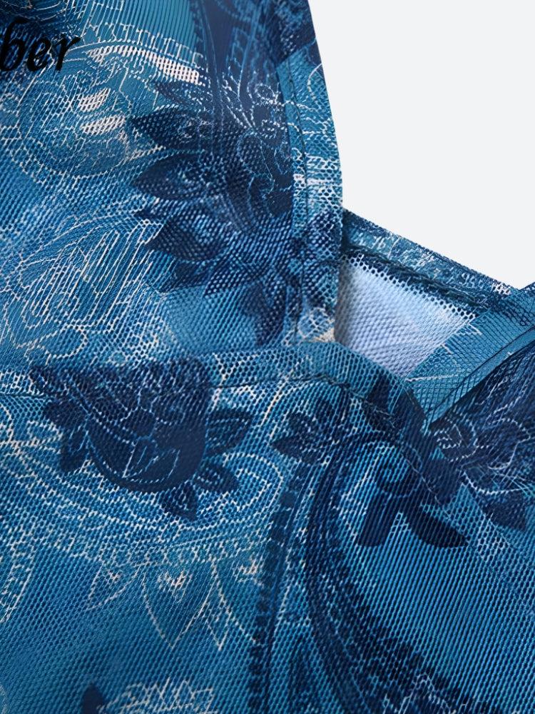 Y2K Paisley Mesh Crop Top
