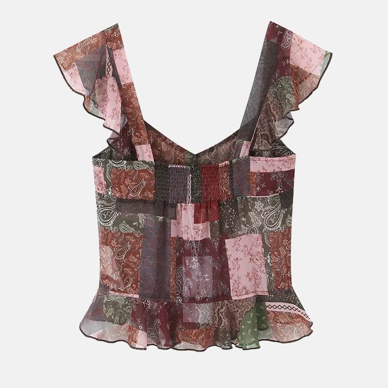 Y2K Paisley Mesh Top