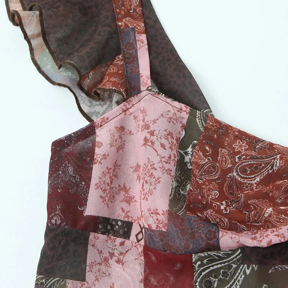 Y2K Paisley Mesh Top