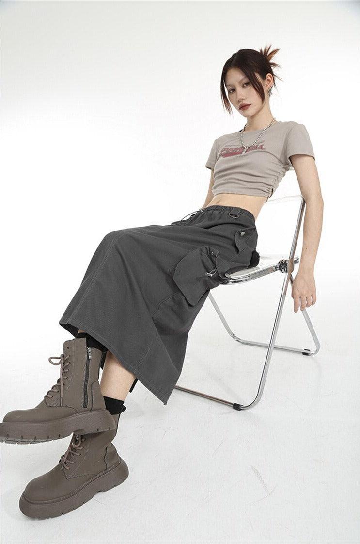 Y2K Parachute Maxi Skirt