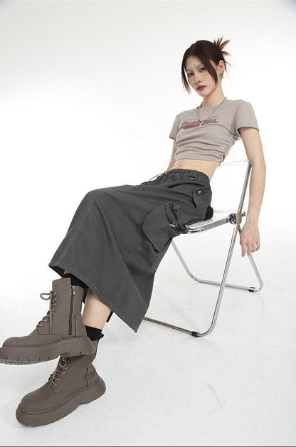 Y2K Parachute Maxi Skirt