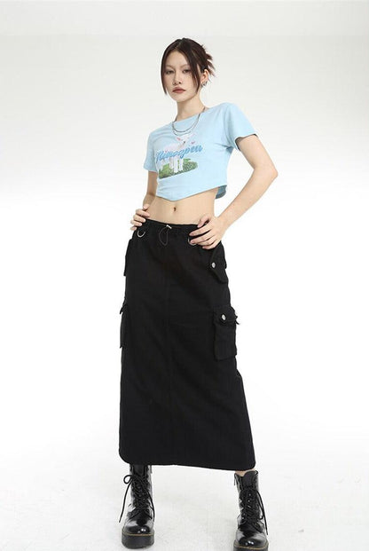 Y2K Parachute Maxi Skirt