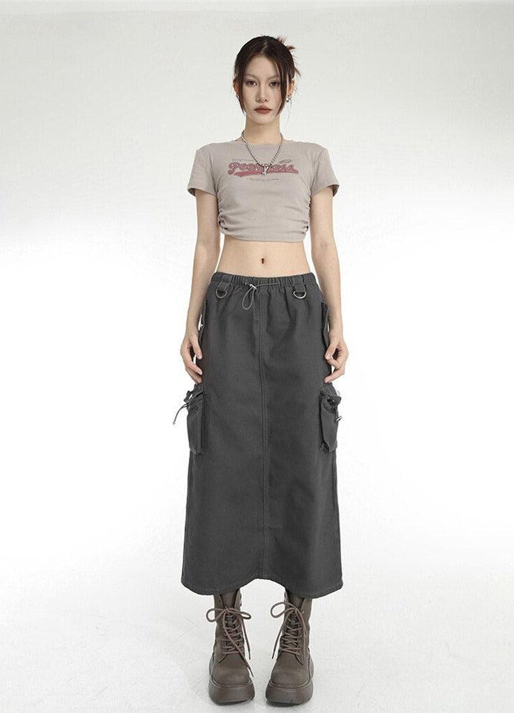 Y2K Parachute Maxi Skirt
