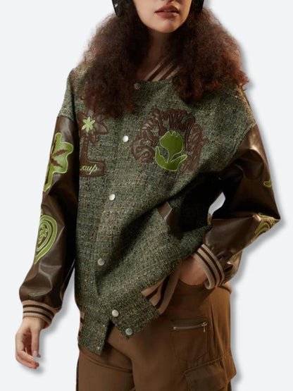 Y2K Patchwork Bomber Jacket