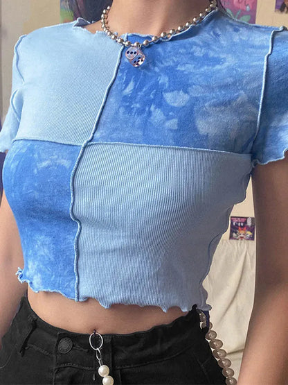 Y2K Patchwork Crop Top