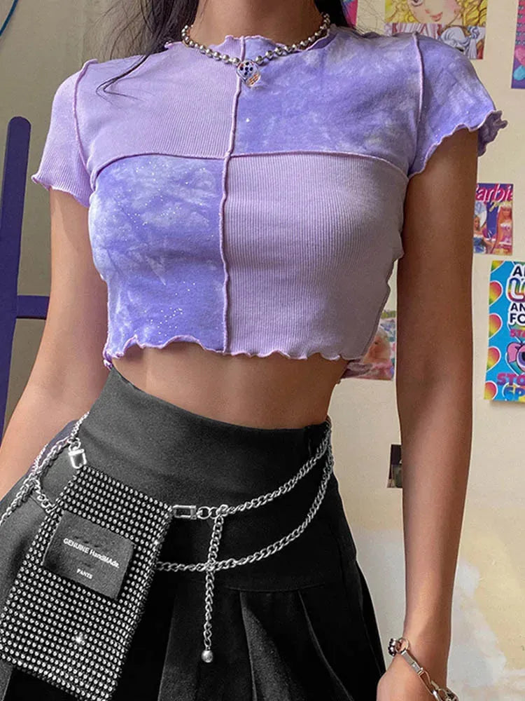 Y2K Patchwork Crop Top