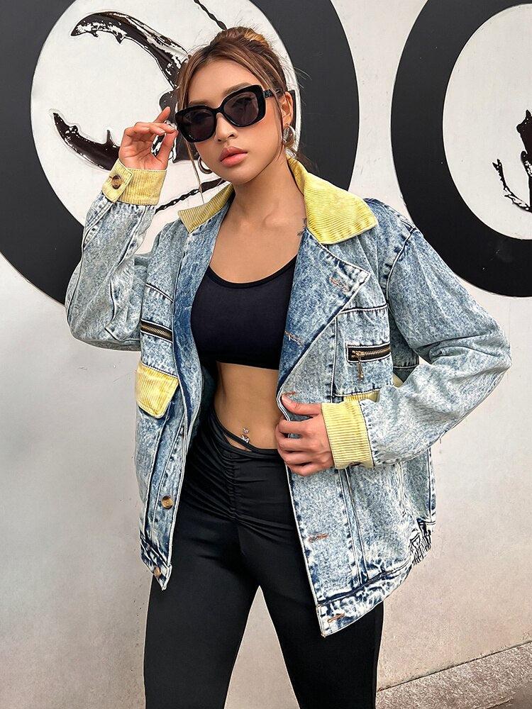 Y2K Patchwork Denim Jacket