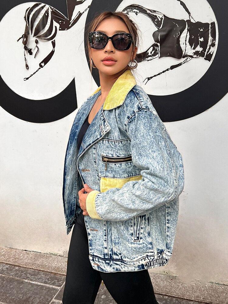 Y2K Patchwork Denim Jacket