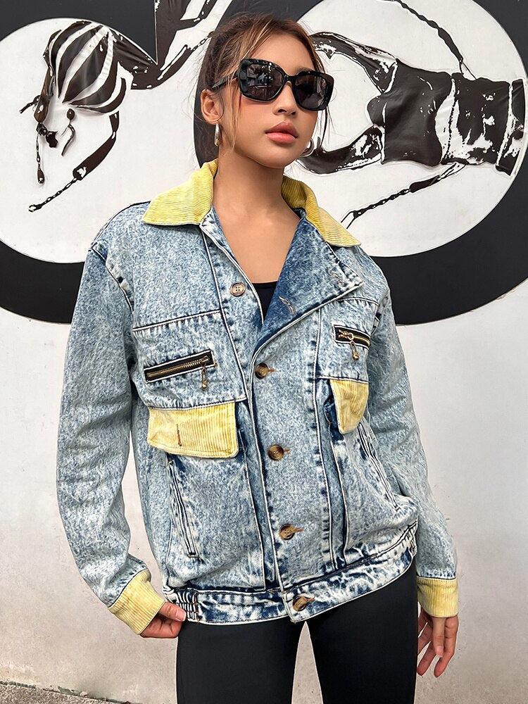 Y2K Patchwork Denim Jacket