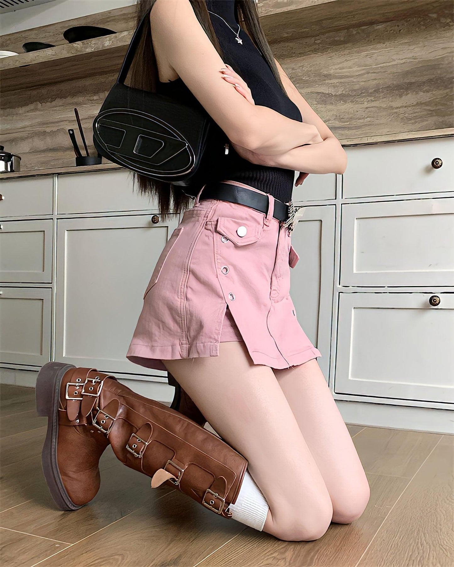Y2K Pink Denim Mini Skort