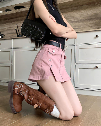 Y2K Pink Denim Mini Skort