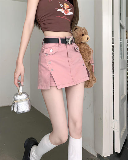 Y2K Pink Denim Mini Skort