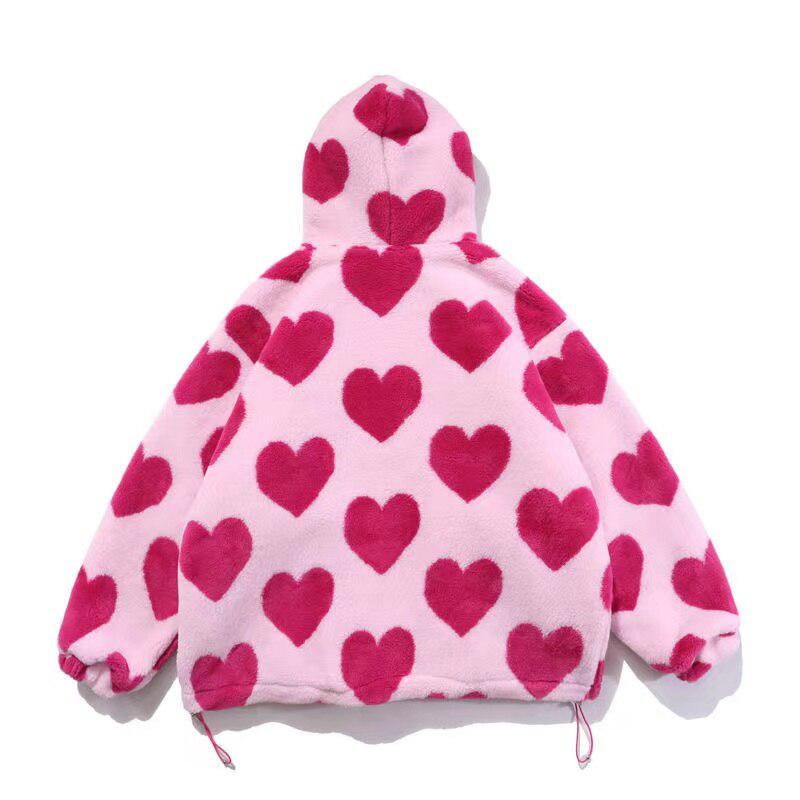 Y2K Pink Heart Pattern Jacket