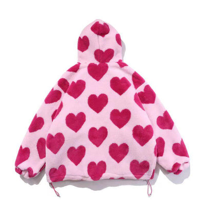 Y2K Pink Heart Pattern Jacket
