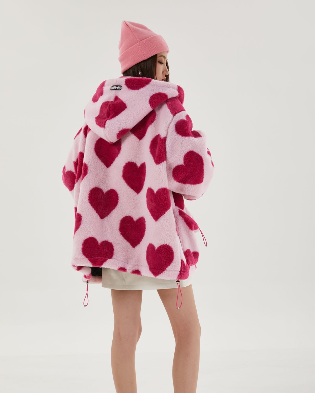 Y2K Pink Heart Pattern Jacket