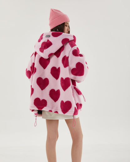 Y2K Pink Heart Pattern Jacket