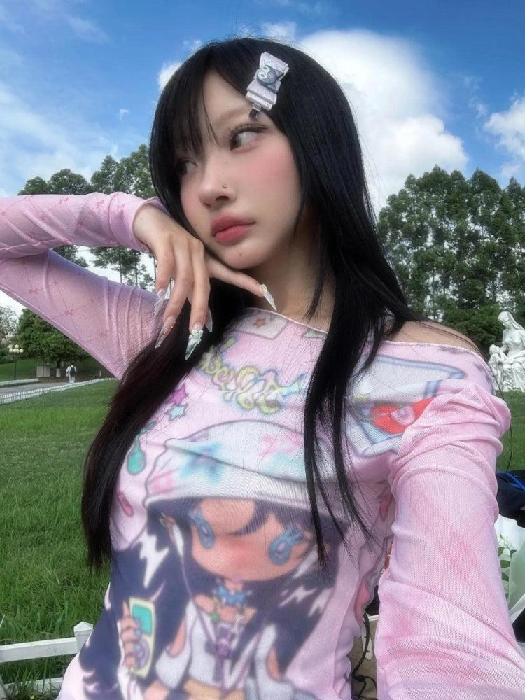 Y2K Pink Mesh Top