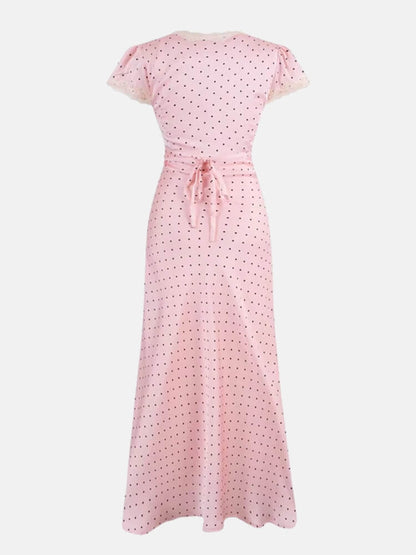 Y2K Pink Polka Dot Maxi Dress