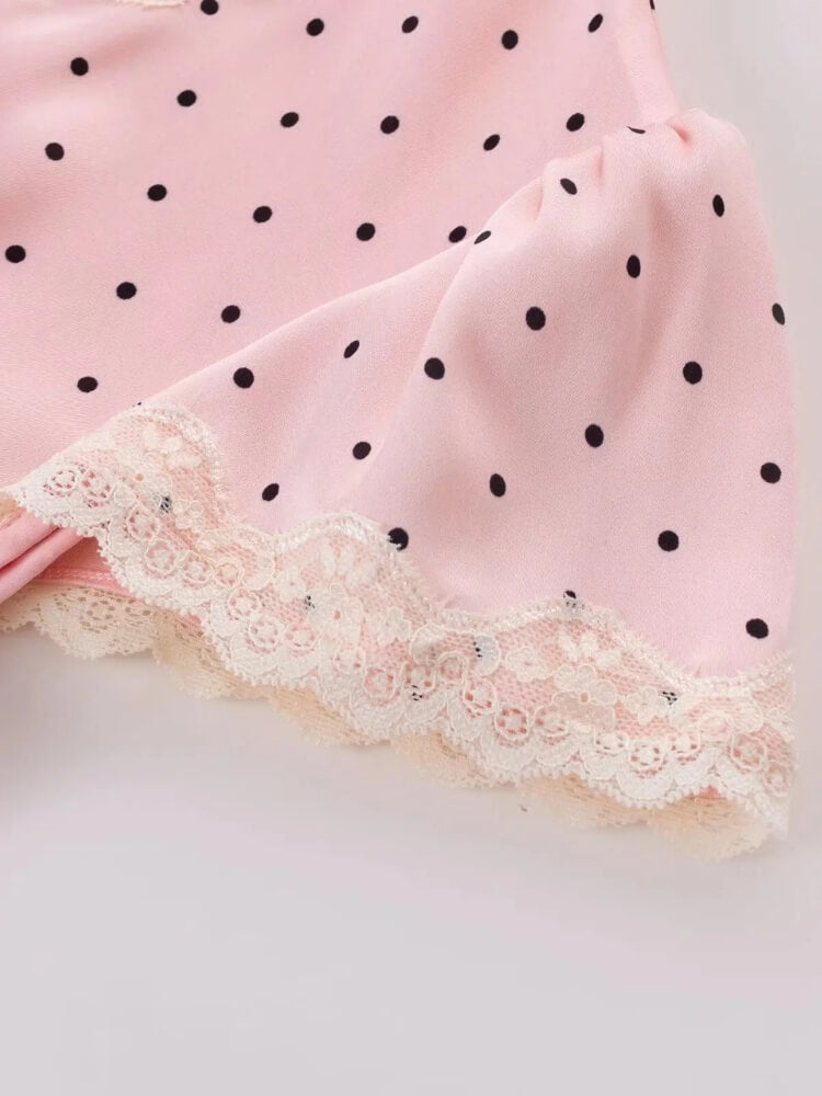 Y2K Pink Polka Dot Maxi Dress