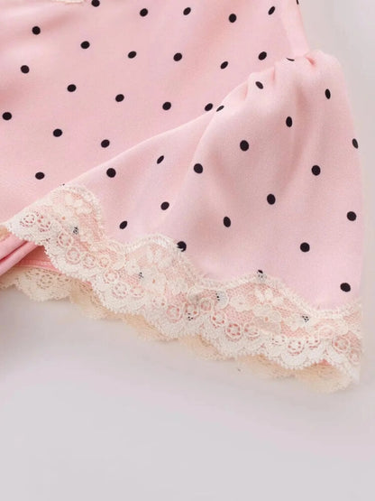 Y2K Pink Polka Dot Maxi Dress