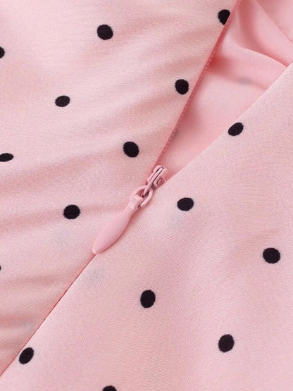 Y2K Pink Polka Dot Maxi Dress