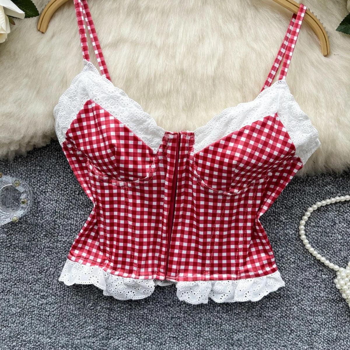 Y2K Plaid Bustier Crop Top