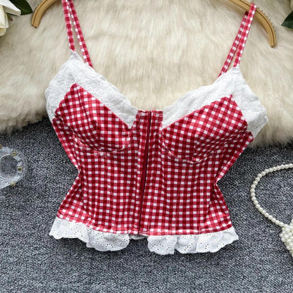 Y2K Plaid Bustier Crop Top