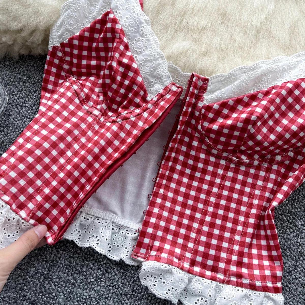 Y2K Plaid Bustier Crop Top