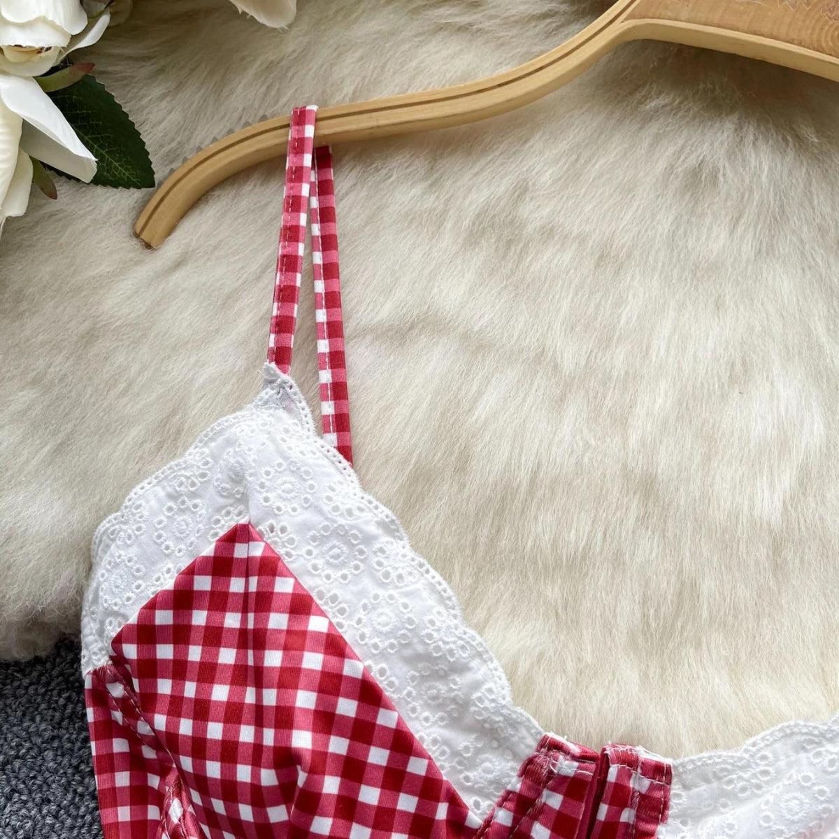 Y2K Plaid Bustier Crop Top