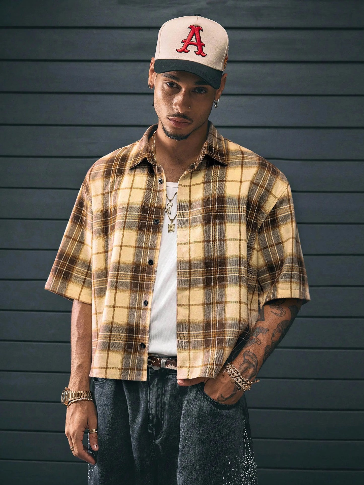 Y2K Plaid Cropped Shirt