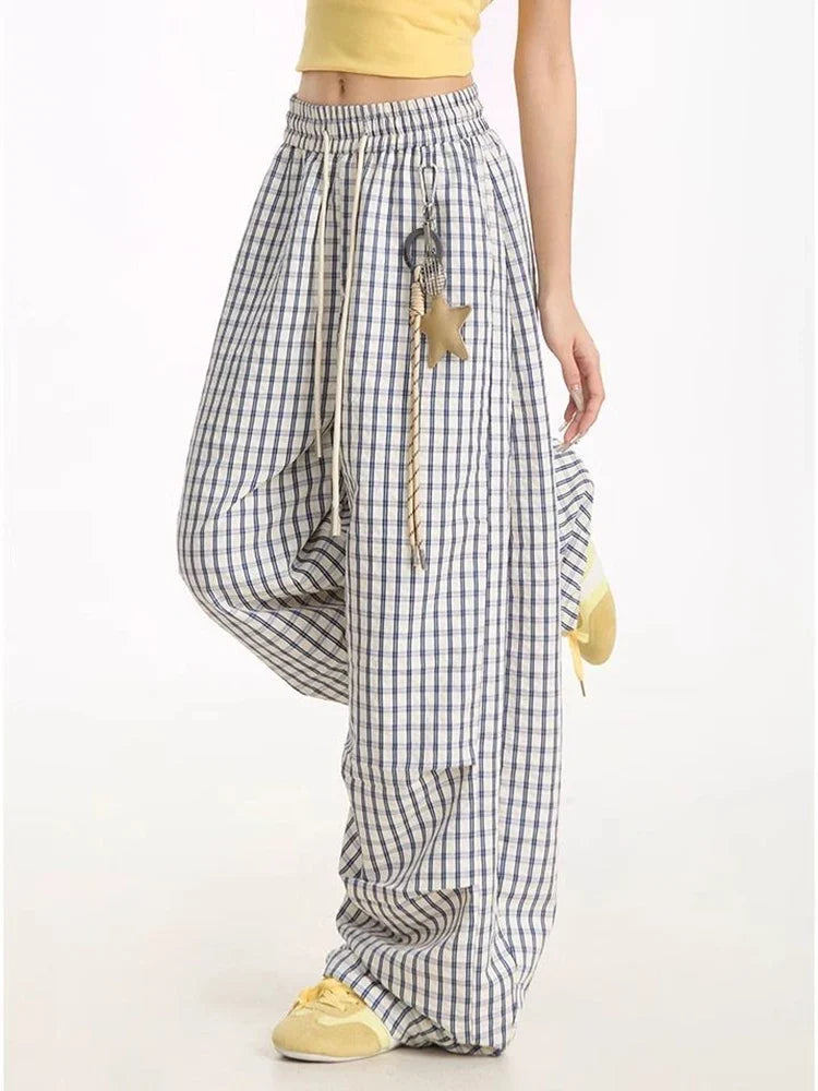 Y2K Plaid Drawstring Pants