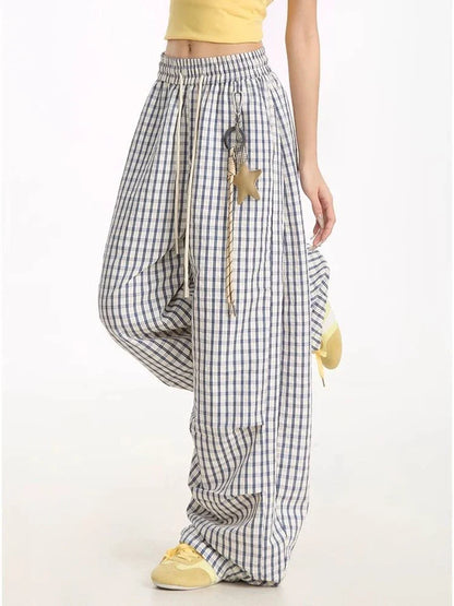 Y2K Plaid Drawstring Pants