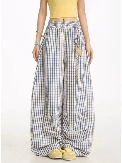Y2K Plaid Drawstring Pants