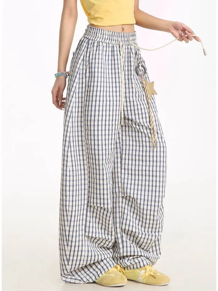 Y2K Plaid Drawstring Pants