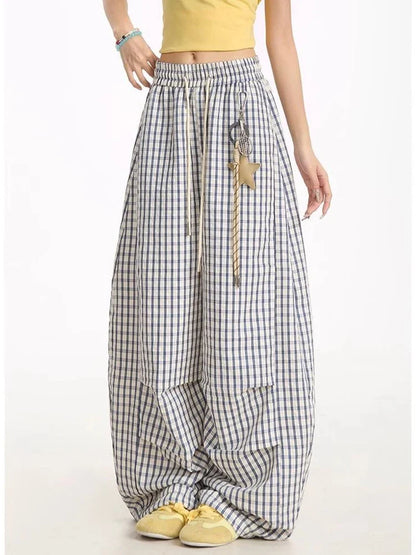 Y2K Plaid Drawstring Pants